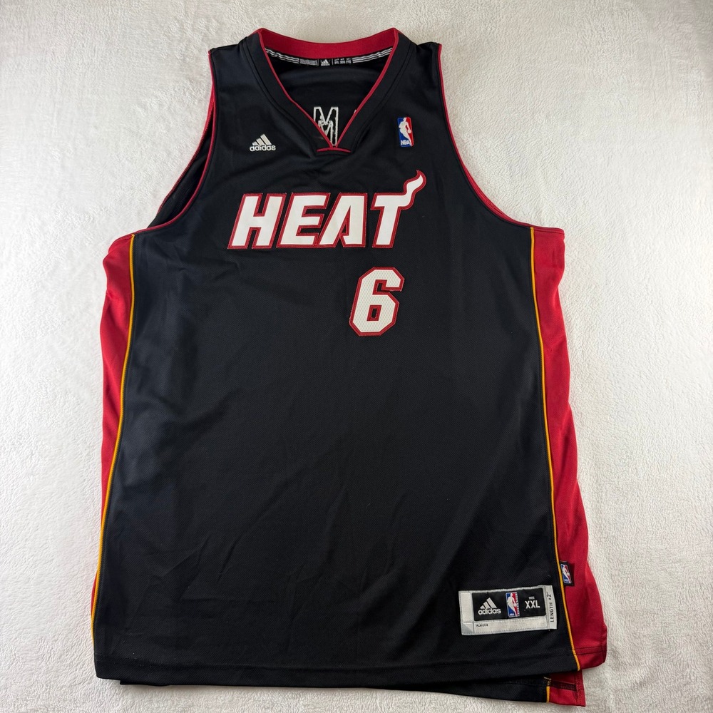 LeBron James Miami Heat Jersey Adidas Black Mens 2XL NBA Swingman